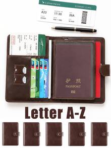 Passport Wallet Organizer With Boarding Pass Holder - Line & Letter Print, Waterproof Bi-Fold Passport Holder, Large Capacity Driving License Case With RFID Anti-Theft Function, Unisex, Suitable For Family Travel,Travel Essential - Multicolor - View 2