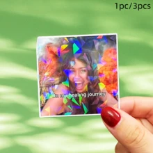 Miếng dán vinyl chống nước hình cô gái cười trên nền nổ với dòng chữ "On My Healing Journey" - bề mặt nhẵn bền, miếng dán tự dính, phù hợp cho ô tô, cửa sổ, laptop, xe tải, bình nước - thiết kế đa năng bền bỉ, miếng dán ô tô - Một cỡ - Xem 1