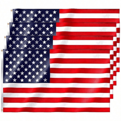 4pcUS Flag 5x3 Ft American Outdoor Flag - US Flag Bright Color And Fade Resistant - Canvas Header And Double Stitched - USA Flags With Brass Grommets