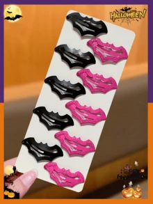 10 piezas de pinzas para el cabello con diseño de murciélago de Halloween para mujeres, estilo Y2K, pinzas de presión para el cabello con murciélago en negro puro y rosa brillante, accesorios para el cabello de disfraz de Halloween, accesorios de decoración para el cabello de Halloween para mujeres, accesorios para el cabello de mujeres - Multicolor - Ver 5