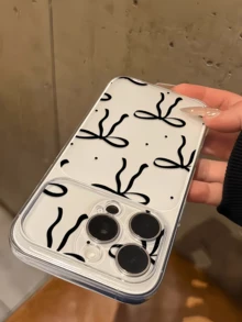 1件透明極簡黑點蝴蝶結個性化TPU防震全包手機殼，適用於Apple 17 16 15 14 13 12 11 Pro Max保護殼 Air - 彩色 - 查看 5