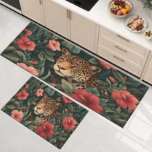 1pc Tiger Pattern Diatomaceous Earth Kitchen Mat, Absorbent Kitchen Floor Mat, Kitchen Rug, Long Strip Foot Mat, Sink Front Mat, Suitable For Kitchen, Bathroom, Entryway, Hallway, Laundry Room And Home Decor - Multicolor - View 3