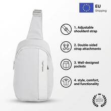 W WINGS Liten crossbody-väska 5L för resor | Mini-ryggsäck med justerbar rem, ventilerande nätrygg och framficka - Grå - Visa 2