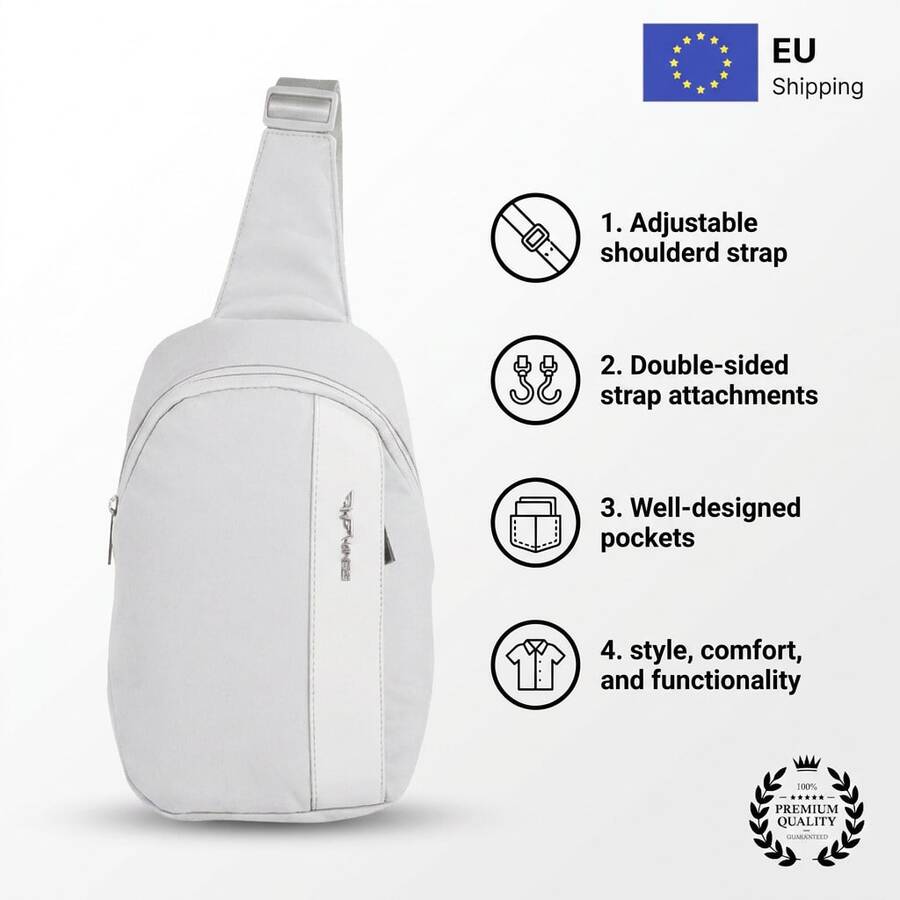 W WINGS Liten crossbody-väska 5L för resor | Mini-ryggsäck med justerbar rem, ventilerande nätrygg och framficka