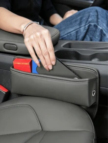 Car Seat Gap Filler Storage Box, PU Leather Center Console Side Storage Box, Multi-Functional Front Seat Gap Blocker, Can Hold Phone, Wallet, Keys, Cards, Coins, Universal Car Interior Accessory, Black/Brown/Beige/Burgundy - A - View 4