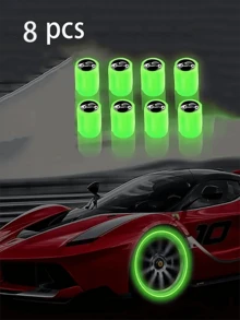 12/8 Pcs Fluorescent Tire Valve Caps - Flash Tire Hats, Automotive Tire Decorations, Light Up Your Car With These Unique Car Gifts, A Must-Have For A New Car, A Gift For A New Car,The Car Tire Valve Cap And Motorcycle Valve Core Emit Light. - Multicolor - View 15