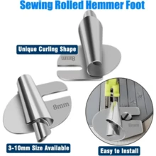 1Pc/2/3/4/6/8Pcs Universal Sewing Hemming Foot Set, 8 Sizes Wide Hemming Presser Feet, Sewing Machine Hemming Feet, Home & Industrial Sewing Machine Curved Hemming Feet - A - View 4