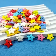 150/200/250/300Pcs Mixed Color Mini Star Shaped Plastic Sewing Buttons, With 2 Holes, Suitable For Sewing Crafts DIY Handmade, Diameter 1.2cm/0.47in (Random Color) - Multicolor - View 5
