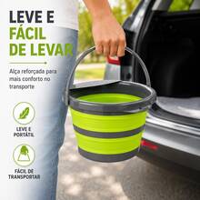 Balde Dobrável Retrátil Multiuso 4 Litros Redondo Com Alça Plástico TPR Cores Sortidas Recipiente Dobrável 4L Com Alça Para Lavanderia Jardim Camping E Porta Malas Casa Usos Utensílio Portátil Redondo 4L Compacto Para Casa Carro Piquenique Organização Limpezas - Visão 5