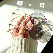 1 Pair Apricot Women's Color-Changing Fashion Glasses, Perfect Accessory For Women's Travel, Elegant Fashion Glasses, Beach, Women's Beach Accessory, Fashion Glasses, Fashion, Elegant Outfit, Family Outing, Travel Vacation, Casual Daily, Fashion Outfit, Party Travel, Wear And Use - 2pcs Rose Gold + Gold Thread Milk Coffee - View 4