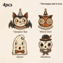 2pcs/3pcs/4pcs/5pcs/6pcs Mini Halloween Decorative Pendants, Cartoon Style Halloween Home Decor, Suitable For Decorating Small Trees, Halloween Indoor Atmosphere, Includes Cute Ghost, Pumpkin, Black Cat And Skeleton Elements - Multicolor - View 8