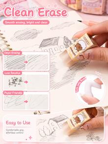 30pcs Bucket Jelly Sandwich Eraser Set, Cuttable Crumb-Free Pencil Erasers For Kids, Elementary School, Kindergarten, Homework & Art - Multicolor - View 6