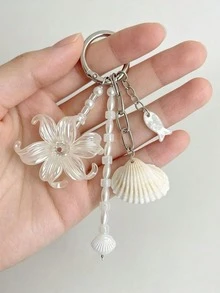 Móc khóa hoa vỏ sò phong cách đại dương du lịch, charm treo túi xách và chìa khóa ô tô INS tươi mới - Nhiều màu - Xem 5