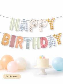 Colorful Happy Birthday Banner Letters, 8.66 Inch 3D Grid, Polka Dot, Stripe Pattern, Reusable Happy Birthday Letters, Birthday Decoration Birthday Banner, Perfect For Baby Shower Birthday Party Decoration - Multicolor - View 3