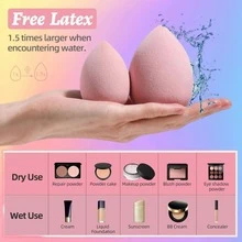 BS-MALL 7pcs Pink Makeup Sponge Set, Latex-Free, Customizable Logo, Soft Facial Foundation Blending Makeup Sponge Set - Pink - View 4