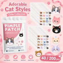 40/200pcs Cartoon Acne Patch, Cute Cat-Shaped Facial Concealer Acne Patch, Gentle And Non-Irritating, Suitable For Both Men And Women - Cartoon - View 2
