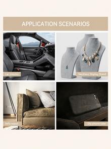 Self-Adhesive Flocked Roll, Faux Suede Fabric, Freely Cuttable, Suitable For Car Interior Modification, Dashboard, Sun Visor, Door Panel, Armrest Refurbishment And Sofa Furniture Decoration - A - View 6