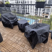 210D防水牛津布戶外家具罩，防塵沙發與椅子保護套，附抽繩與拉鍊收納袋，適用於露台、花園與庭院 - 黑色 - 查看 5