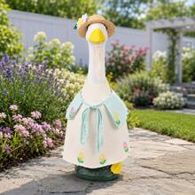 Frühlings-Blumen-Veranda-Gänse-Outfit-Set, geeignet für 23 Zoll Outdoor-Beton-Gänse-Dekoration, geeignet für Veranda, Rasengans, Garten-Gans Frühlingslandschaft, Feiertags-Outdoor-Dekoration Gänse-Outfit (Gänse-Skulptur nicht enthalten) - Gans-Outfit - Übersicht 11