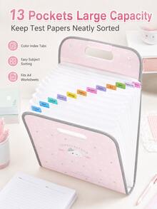 1pc Polka Dot A4 Expanding File Folder, Portable Handheld Accordion Document Organizer With Transparent Inserts, Large Capacity Exam Paper Storage Bag For Students, School Supplies, Folders For School - Multiple Options Available - View 4