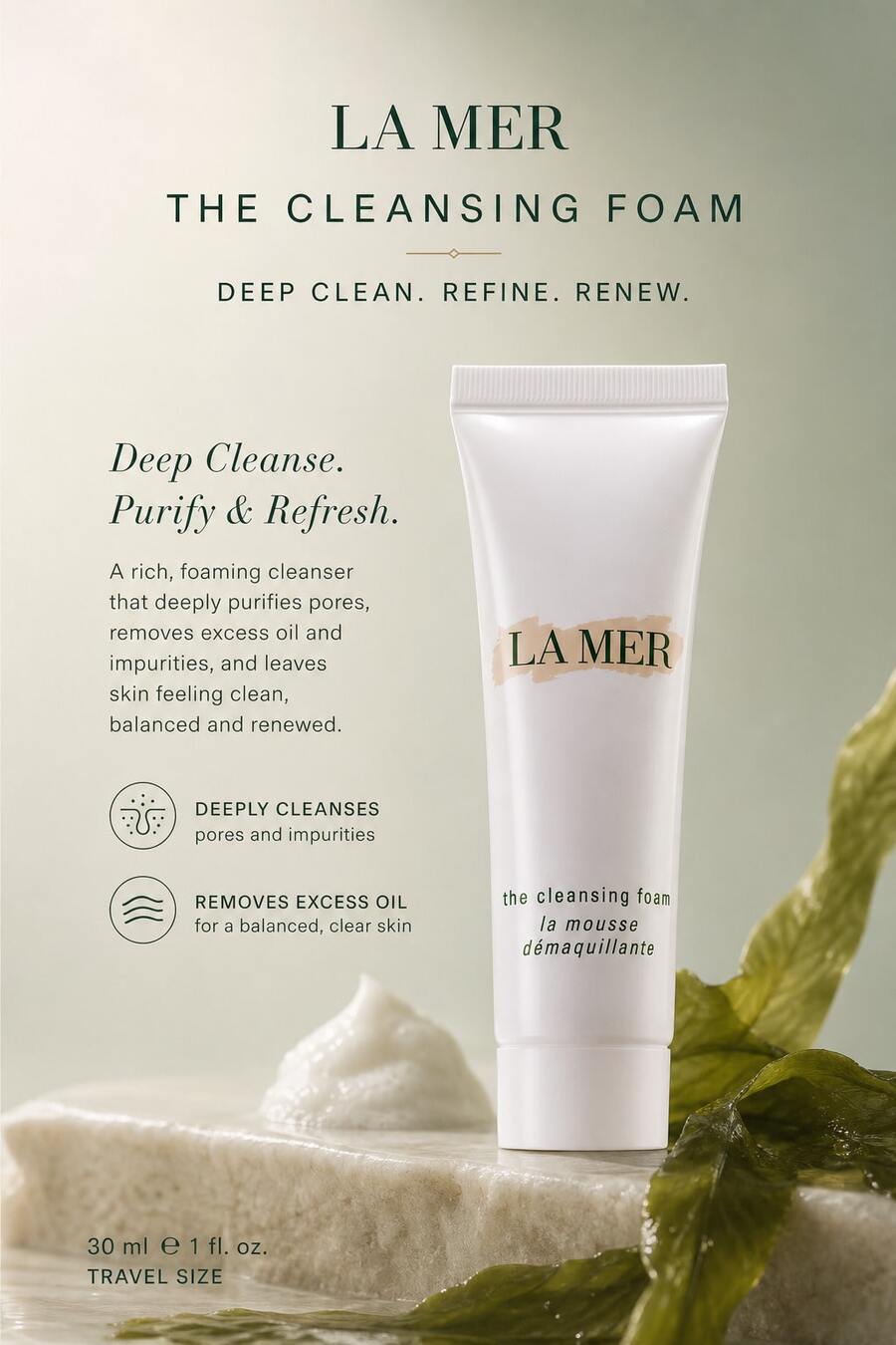 La Mer Cleansing Foam Facial Cleanser Gentle Face Wash Travel Mini Size 30ml / 1oz - 30 ml - View 1