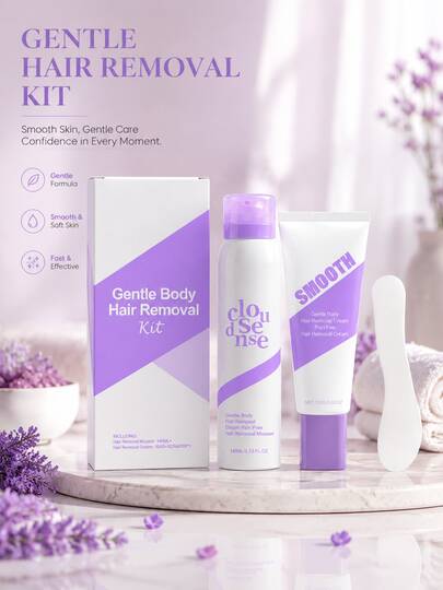 EELHOE Kit de crema en mousse para depilación corporal para axilas, piernas y brazos, no irritante, suave, inhibidor de crecimiento del vello, fórmula vegetal suave para el cuidado corporal de mujer con raspador