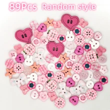 10/18/26/35/48/55/66/78/89/98Pcs Pink Resin Buttons, Heart, Rabbit, Flower, Starfish Multiple Styles, Suitable For Handmade DIY Cream Glue, Hair Clips, Keychains, Clothing Decoration, Fabric Crafts, Soft Color Versatile, Handmade Filler Accessories, Random Styles. - Multicolor - View 22