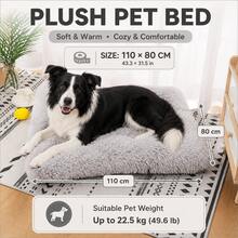 Plush Rectangular Pet Bed With Raised Rim, Dog Bed, Cat Bed, Soft Warm Long-Fur Sleeping Mat For Cats And Dogs, Cozy Indoor Cushion In Multiple Sizes - Khaki - View 13