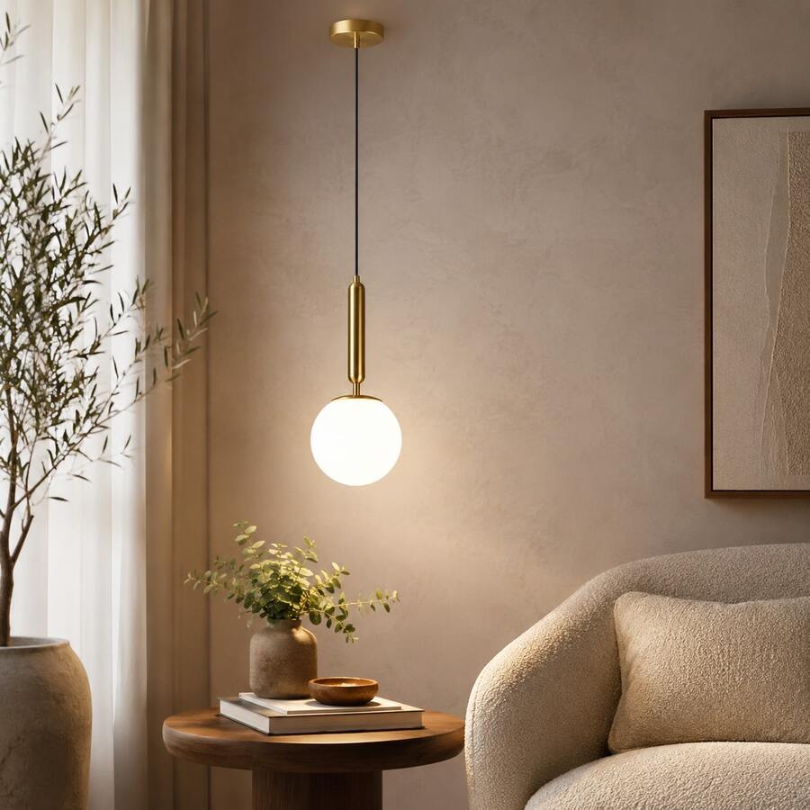 1/2pcs, Nordic Luxury Gold Ball Pendant Light, E27 Socket, Single Head Bedside Dining Bar Entryway Living Room Minimalist Modern Creative Personalized Bedroom Lighting Fixture (Bulb Not Included) - Gold - View 1