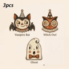 2pcs/3pcs/4pcs/5pcs/6pcs Mini Halloween Decorative Pendants, Cartoon Style Halloween Home Decor, Suitable For Decorating Small Trees, Halloween Indoor Atmosphere, Includes Cute Ghost, Pumpkin, Black Cat And Skeleton Elements - Multicolor - View 9