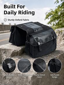 Motorcycle Saddlebags, Waterproof Canvas Side Bags, Large Capacity Dual Side Bags, Throw-Over Saddlebags, Rear Rack Tail Bag, Universal Fit For All Motorcycles, Motorbikes, Bicycles, Bikes, Electric Scooters, Electric Bicycles, Commuting Travel Storage, Quick Release Buckle - A - View 9