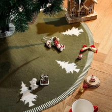1pc White Knitted Christmas Tree Skirt With Wooden Button Closure, Cable Knit Round Tree Skirt, Farmhouse Style Christmas Tree Base Cover, Holiday Home Decor - 1PC - View 4