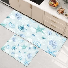 1pc Starfish Pattern Diatom Mud Kitchen Mat, Absorbent Kitchen Floor Mat, Kitchen Rug, Long Runner Mat, Sink Front Mat, Suitable For Kitchen, Bathroom, Entryway, Hallway, Laundry Room And Home Decor - Multicolor - View 3
