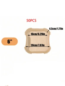 100/50/25pcs Disposable Square Air Fryer Liners, 6 Inch And 8 Inch Optional, Oil-Proof Non-Stick Baking Paper, Suitable For Cooking, Grilling, Outdoor Picnic, Kitchen And Baking Essentials - Square - View 13