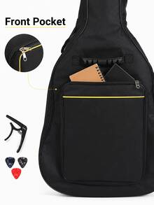 41-Inch Waterproof Guitar Bag, Wooden Guitar Case, Waterproof Adjustable Backpack Guitar Gig Bag With Strap Rings, Suitable For Acoustic Guitar, Classical Guitar, Ukulele, Bass Guitar, Guitar, Violin And Other Instruments - Multicolor - View 6