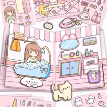 Girls DIY Paper Doll House No-Cut Daily Life Theme Quiet Book Stress Relief Squeeze Toy Interactive Handmade Toy Book Scrapbook Set - Multicolor - View 12