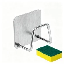Set 2 buah, (1 Tempat Spons Wastafel Dapur + 1 Spons Pembersih), Bahan Stainless Steel 304, Pemasangan Tanpa Pengeboran, Anti Karat dan Tahan Air, Pengeringan Cepat, Rak Penyimpanan Wastafel Hemat Ruang, Cocok untuk Dapur dan Kamar Mandi - A - View 7