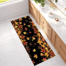 1pc Maple Leaf Pattern Diatomaceous Earth Kitchen Mat, Absorbent Kitchen Floor Mat, Kitchen Rug, Long Runner Mat, Sink Front Mat, Suitable For Kitchen, Bathroom, Entryway, Hallway, Laundry Room And Home Decor - Multicolor - View 4
