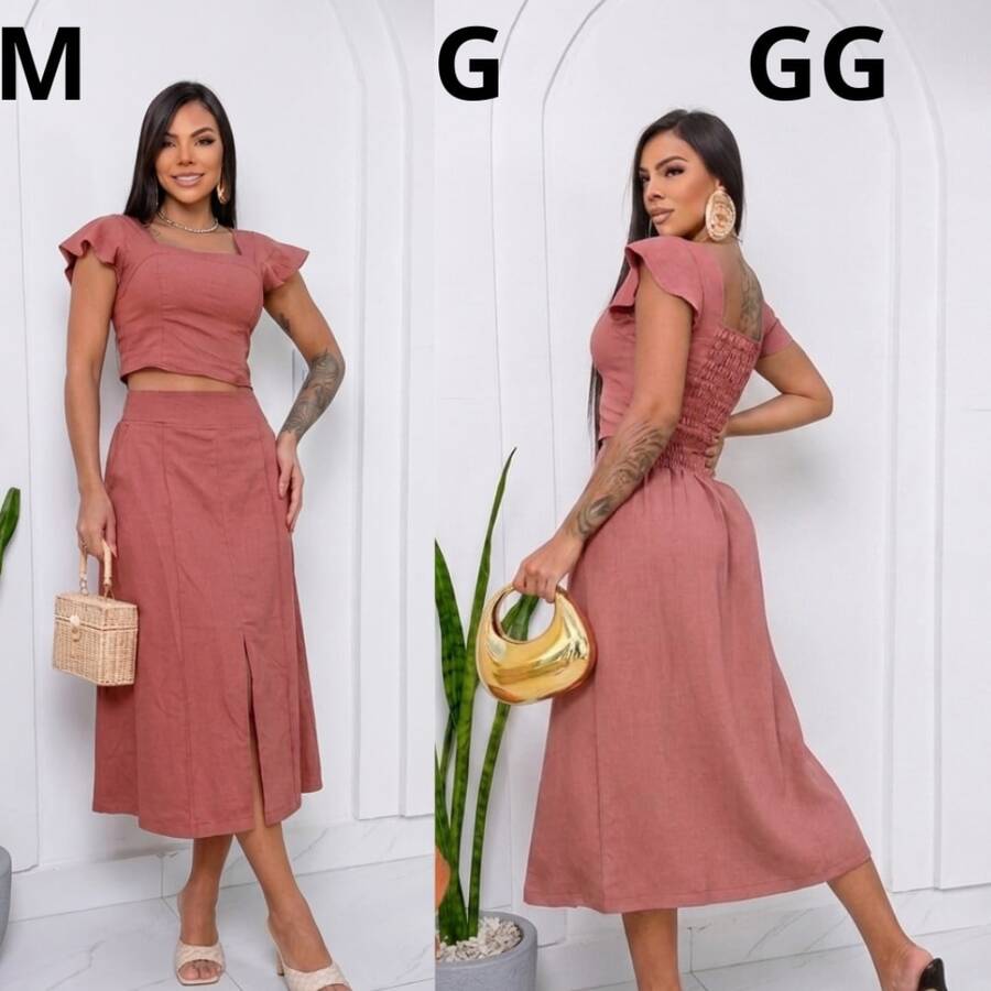 Women Two-Piece Outfits - 深玫瑰 - 查看 1