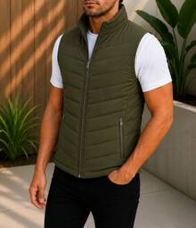 HPC POLO Men's Casual Vest, Lightweight, Comfortable - 橄欖綠 - 查看 1