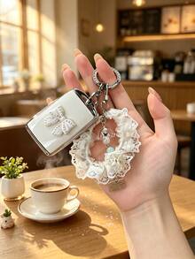 1pc 3 Axela CX30 CX5 CX50 Xingye Car Key Cover Silver Edge Personalized Pearl Bow Protective Shell Elegant Pearl Mesh Hanging Ring Mini Wind Chime Pendant CX-4 Atenza Next Gen CX-5 Xingye CX-30 Side 3-Button TPU Key Protective Shell - A - View 8