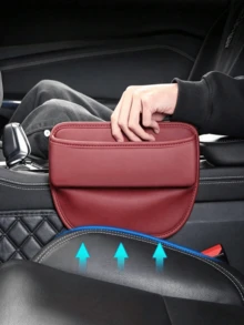 Car Seat Gap Filler Storage Box, PU Leather Center Console Side Storage Box, Multi-Functional Front Seat Gap Blocker, Can Hold Phone, Wallet, Keys, Cards, Coins, Universal Car Interior Accessory, Black/Brown/Beige/Burgundy - A - View 3