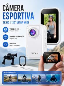 Câmera Esportiva 2K HD, Ângulo Ultra Amplo de 130°, Gravador Portátil com Suporte para Peito, Ideal para Gravação de Vlogs, Ciclismo e Aventuras ao Ar Livre - Visão 2