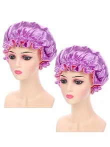 YPGVUO Reversible Ruffle Edge Satin Sleep Bonnet, Soft Elastic Night Hair Cap For Overnight Curly Hair Protection, Delicate Birthday Holiday Gift For Women - Lace Round Hat - View 14