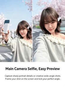Insta360Snap Smartphone Selfie Screen Magnetic Rear-Mounted Monitor Wireless Image Transmission For Live Streaming Vlog Multi-Functional Dual Screen Compatible With Android And IOS - White - View 4