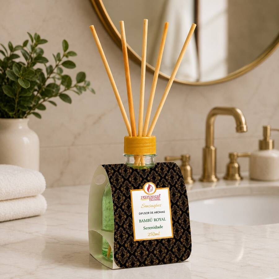 Difusor de Aromas Ambientes com Varetas 250ml Aromatizador Sensações - Bamboo Royal - Visão 1