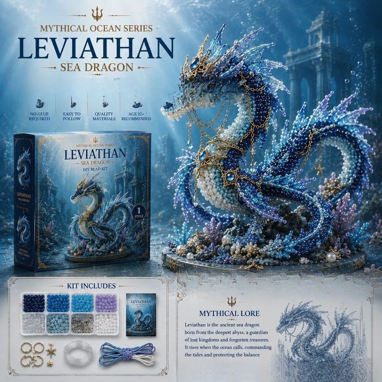 1 buah - Kit Pembuatan Manik-Manik Gurita Laut Mitologi DIY, Set Kerajinan Gurita Manik-Manik Buatan Tangan Tanpa Lem, Kit Manik-Manik Perhiasan Berkualitas Premium untuk Remaja dan Dewasa, Dekorasi Makhluk Laut DIY, Hadiah Seni - Gaya Acak - Tersedia berbagai warna - model dikirim secara acak. - View 1