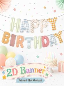 Colorful Happy Birthday Banner Letters, 8.66 Inch 3D Grid, Polka Dot, Stripe Pattern, Reusable Happy Birthday Letters, Birthday Decoration Birthday Banner, Perfect For Baby Shower Birthday Party Decoration - Multicolor - View 1