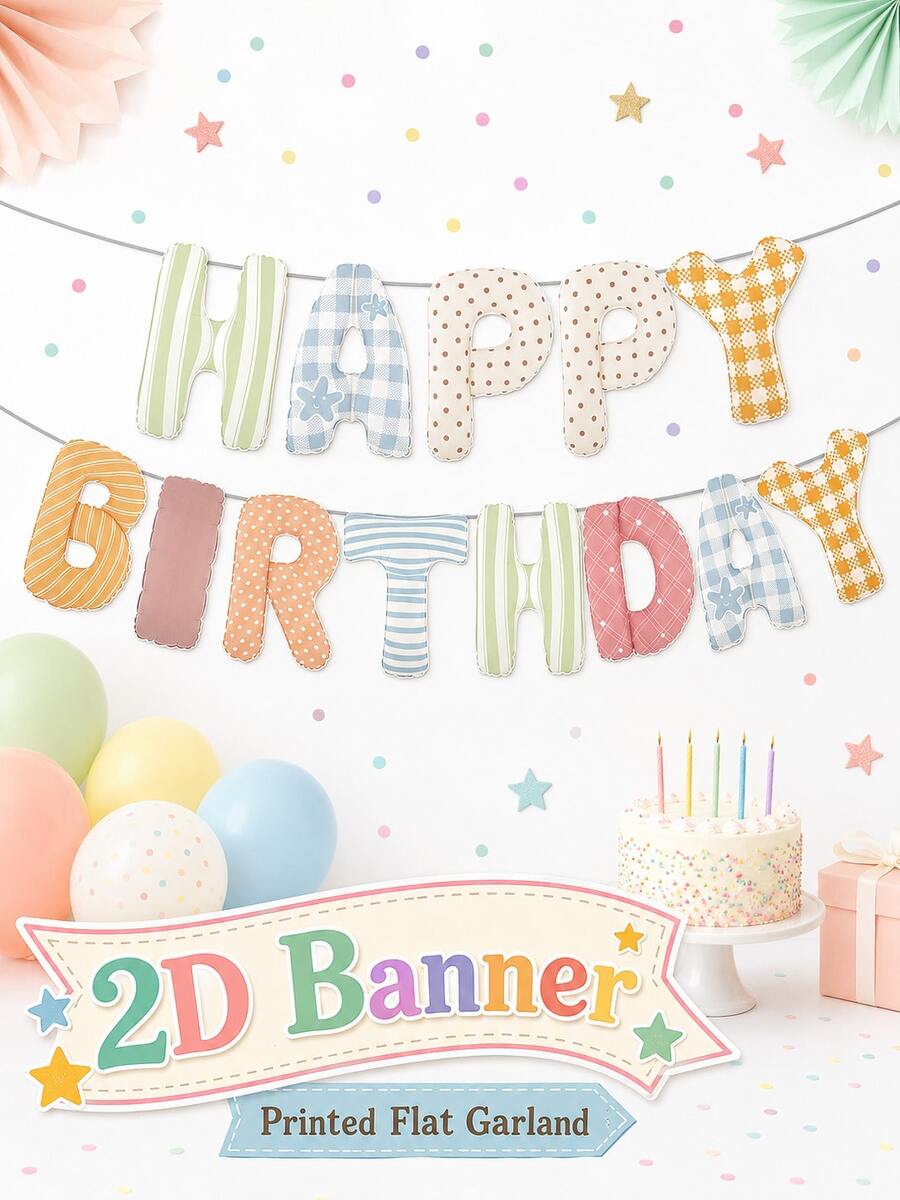 Colorful Happy Birthday Banner Letters, 8.66 Inch 3D Grid, Polka Dot, Stripe Pattern, Reusable Happy Birthday Letters, Birthday Decoration Birthday Banner, Perfect For Baby Shower Birthday Party Decoration - Multicolor - View 1