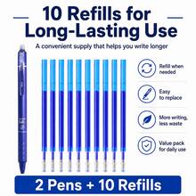 Retractable Erasable Gel Pen Set, 2 Refillable 0.5 Mm Pens With 10 Replacement Ink Refills, Smooth Writing And Clean Erasing Pens For Students, School, Office, Homework, Note Taking, Journaling And Daily Use, [Blue/Black/Mixed Ink] - Multicolor - View 5